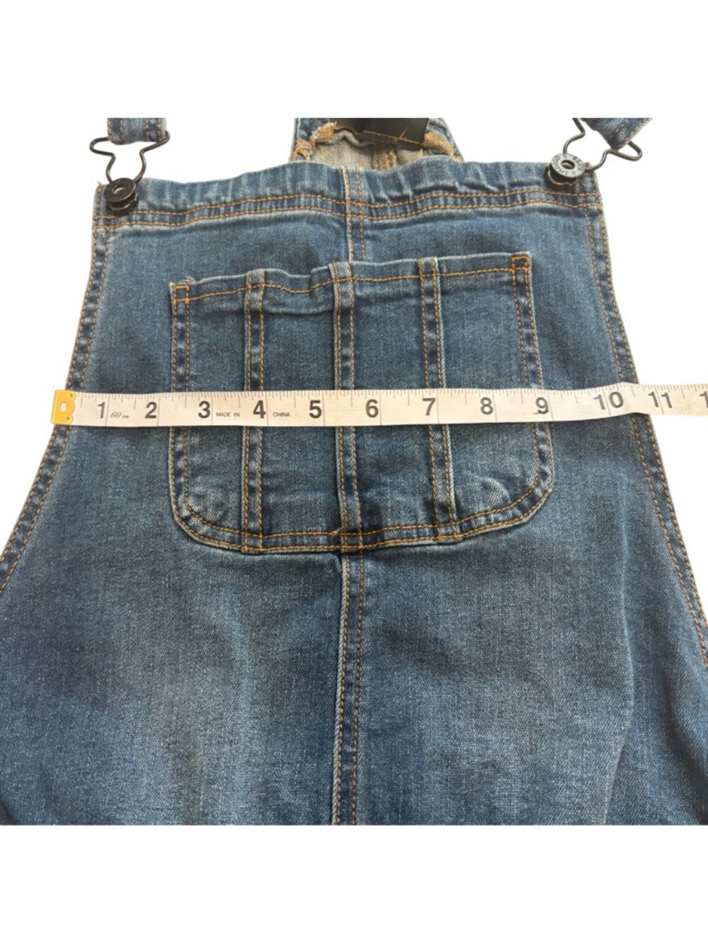 Indigo Blue 90's Style Distressed Navy Denim Y2K Dungarees Streetwear Overalls L - Picture 8 of 14